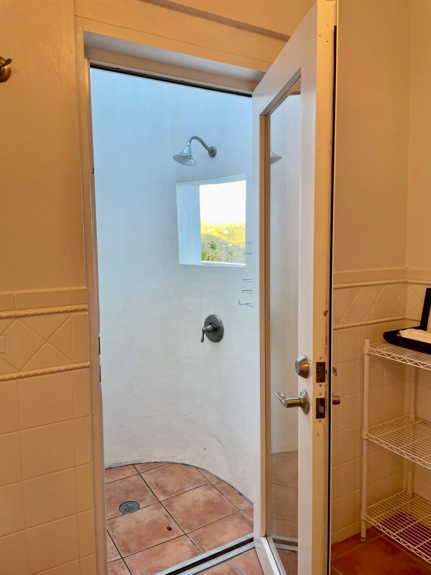 Entry to outdoor shower