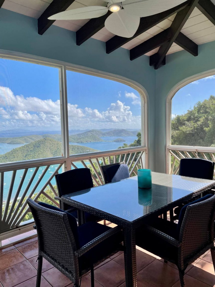 Table on Screened In Porch